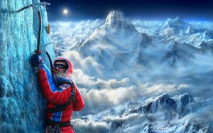 Альпинисты на горе  - скачать обои на рабочий стол