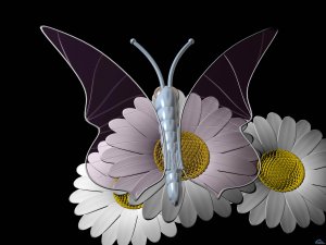 Цветок и бабочка - скачать обои на рабочий стол