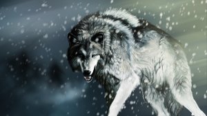 Обои для рабочего стола: Страшный серый волк