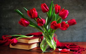Цветы и книги - скачать обои на рабочий стол