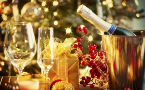 Новогоднее шампанское - скачать обои на рабочий стол