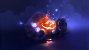 Котик на Хеллоуин - скачать обои на рабочий стол