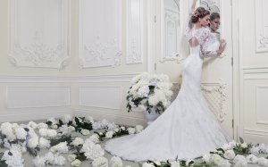 Ажурное платье невесты - скачать обои на рабочий стол