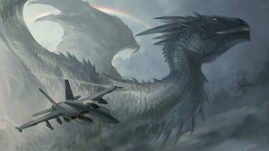 Дракон и самолет - скачать обои на рабочий стол