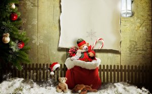 Санта и мишки - скачать обои на рабочий стол