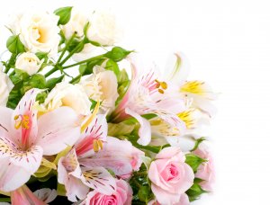 Лилии и розы - скачать обои на рабочий стол