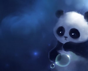 Панда с пузырем - скачать обои на рабочий стол