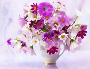 Букет садовых цветов - скачать обои на рабочий стол