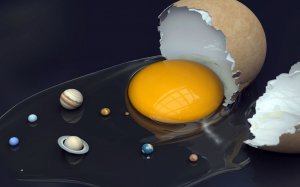 Обои для рабочего стола: Яйцо и планеты