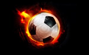 Футбольный мяч с огненным эффектом - скачать обои на рабочий стол