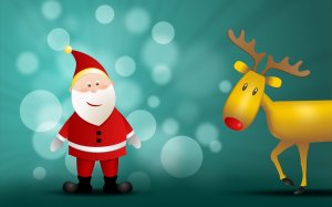 Санта-Клаус с оленем - скачать обои на рабочий стол