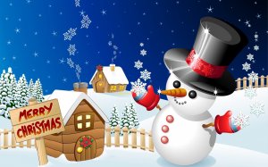 Рождественский снеговик - скачать обои на рабочий стол