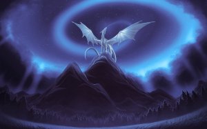 Ночной белый дракон - скачать обои на рабочий стол
