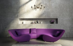 Фиолетовый диван в интерьере - скачать обои на рабочий стол