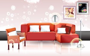 Красный угловой диван - скачать обои на рабочий стол