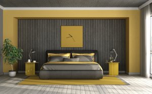Черно-желтая комбинация цветов в спальне - скачать обои на рабочий стол