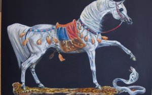 Арабская лошадь и змея  - скачать обои на рабочий стол