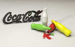 Разноцветные бутылки кока-колы  - скачать обои на рабочий стол