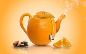Апельсиновый чай с конфетками - скачать обои на рабочий стол
