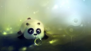Панда и мыльные пузыри - скачать обои на рабочий стол