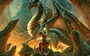Обои для рабочего стола: Воин и его дракон
