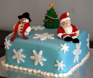 Новогодний торт с Сантой - скачать обои на рабочий стол