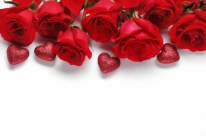 Обои для рабочего стола: Розы и сердца