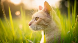 Кот в траве - скачать обои на рабочий стол