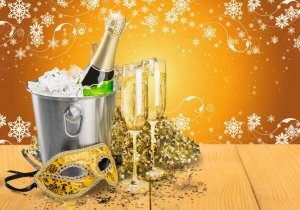 Шампанское к Новому году - скачать обои на рабочий стол