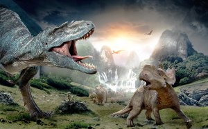 Тиранозавр и трицератопс - скачать обои на рабочий стол