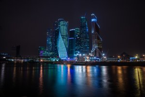 Обои для рабочего стола: Москва-Сити ночью