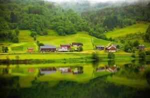 Норвежская деревня - скачать обои на рабочий стол