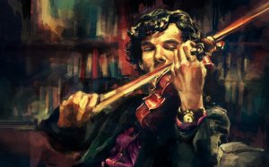Шерлок Холмс играет на скрипке - скачать обои на рабочий стол