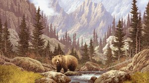 Обои для рабочего стола: Медведь в горах