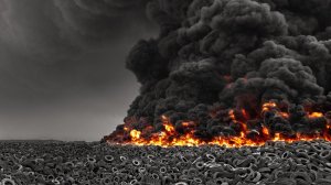 Пожар на свалке шин в Кувейте - скачать обои на рабочий стол