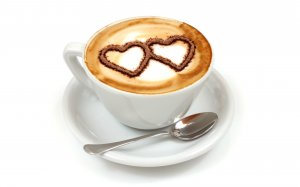 Кофе с двумя сердцами  - скачать обои на рабочий стол