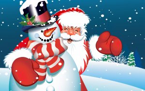 Дед Мороз и Снеговик  - скачать обои на рабочий стол
