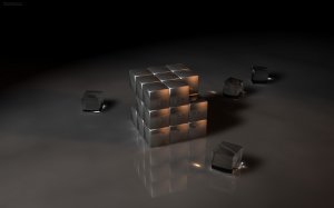 Черный развалившийся кубик - скачать обои на рабочий стол