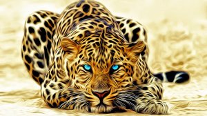 Леопард с голубыми глазами - скачать обои на рабочий стол